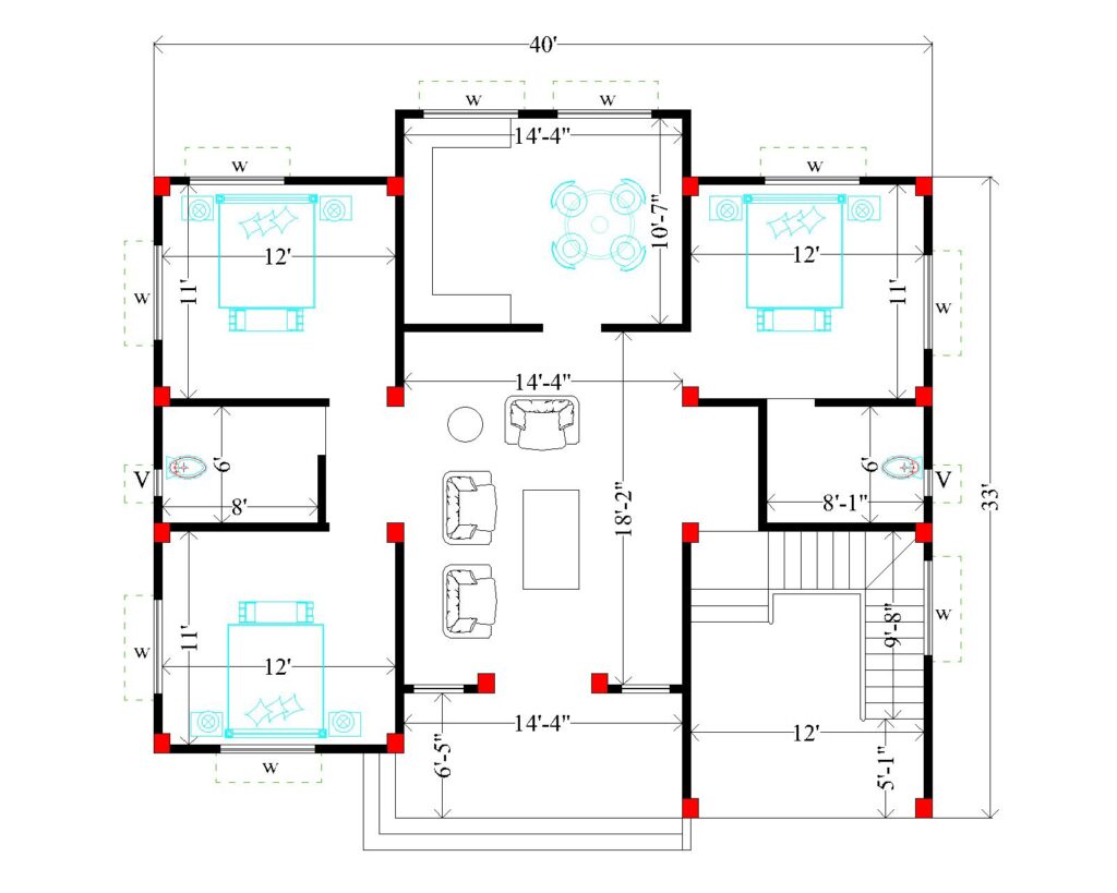 40 x 33 best floor plan drawings